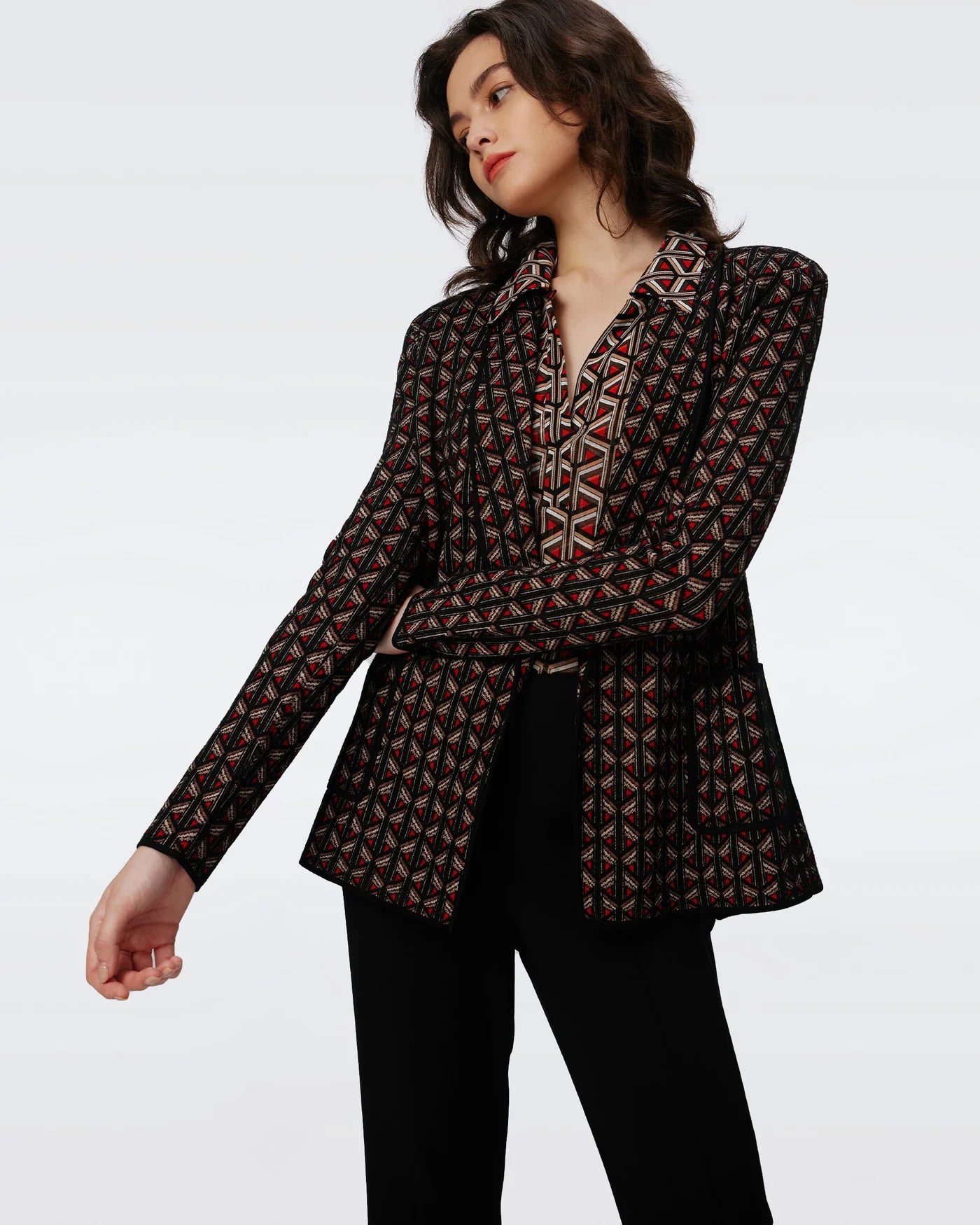 DVF Chaqueta de punto jacquard Trillian marrón