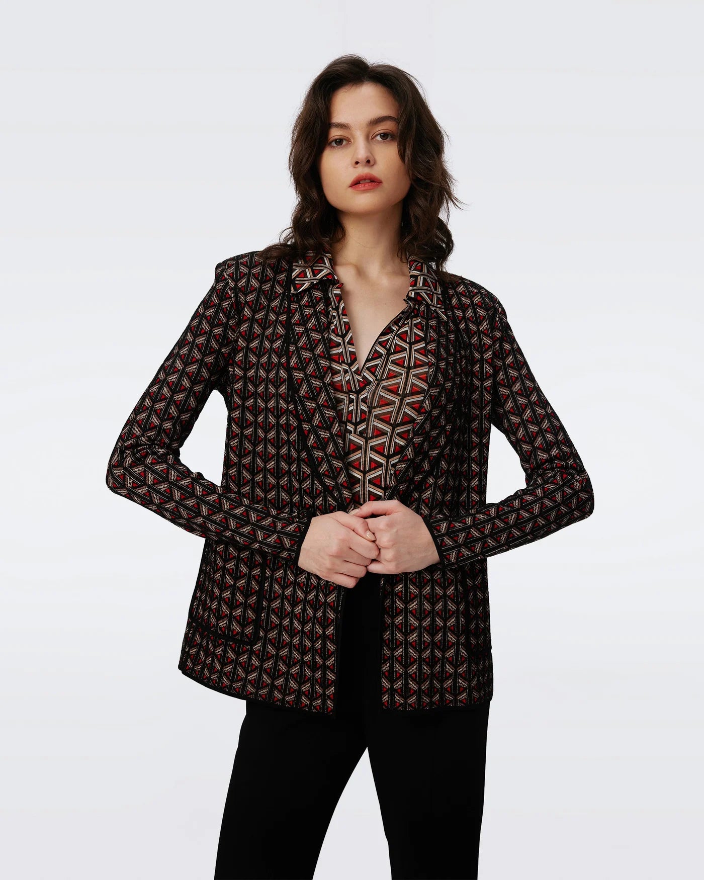 DVF Chaqueta de punto jacquard Trillian marrón