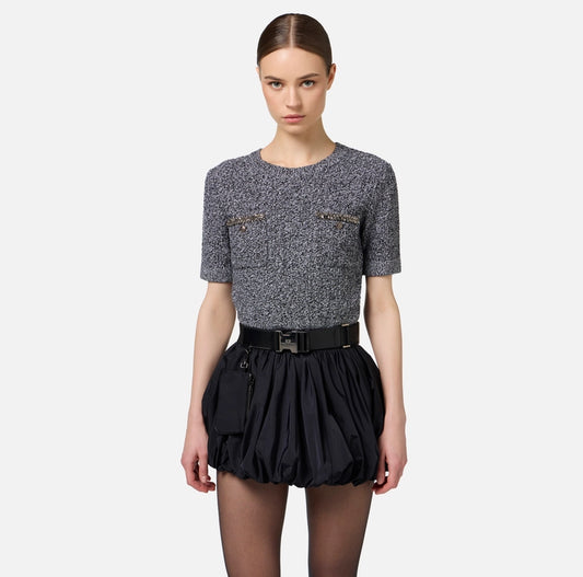 EF Jersey cropped de lana bouclé con bordado